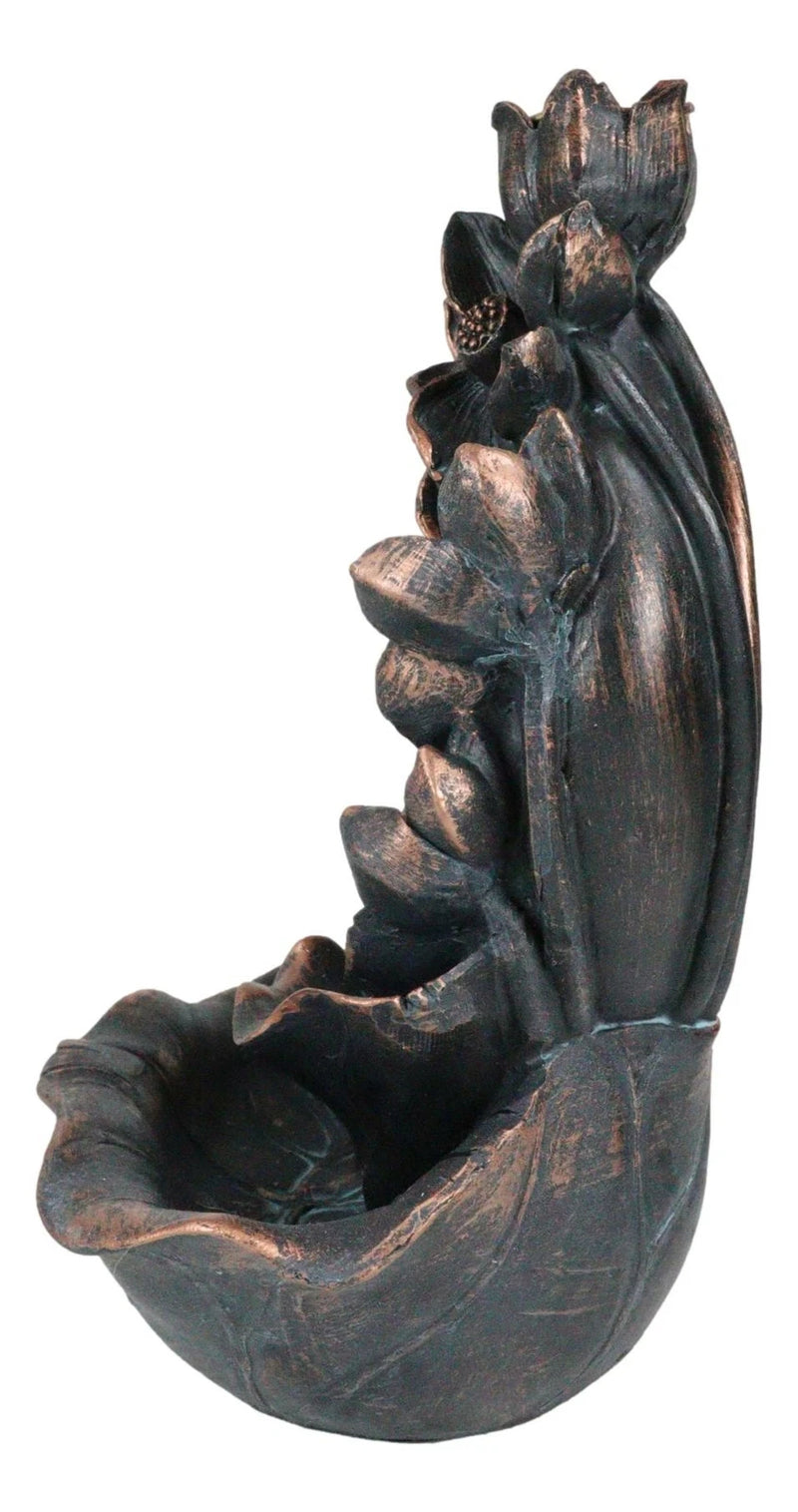 Buddha Monk On Lotus Crescent Moon Smoke Waterfall Backflow Cone Incense Burner-4
