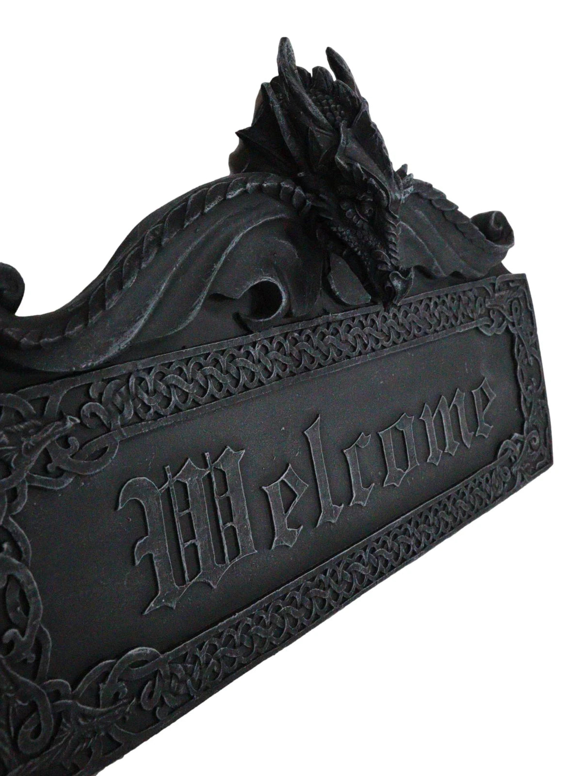Celtic Medieval Gothic Guardian Dragon Welcome Plaque Door Wall Sculpture-5