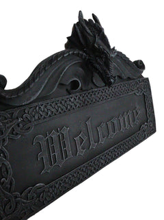 Celtic Medieval Gothic Guardian Dragon Welcome Plaque Door Wall Sculpture-5