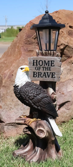 'Home of The Brave' Patriotic Eagle Night Light Statue Solar LED Lantern-1