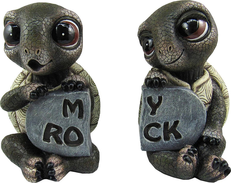 Figuras de pareja de tortugas románticas y amorosas náuticas "My Rock" (juego de 2 piezas)-4
