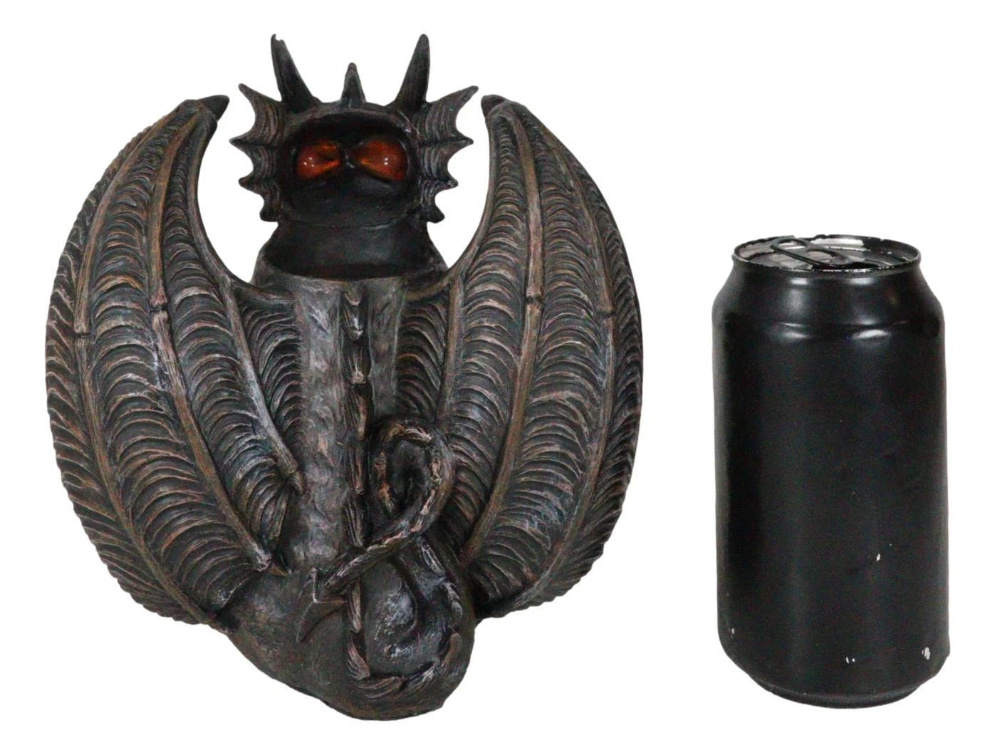 Gothic Winged Dragon Guard Gargoyle With Translucent Eyes Candle Holder Figurine-6