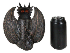 Gothic Winged Dragon Guard Gargoyle With Translucent Eyes Candle Holder Figurine-6