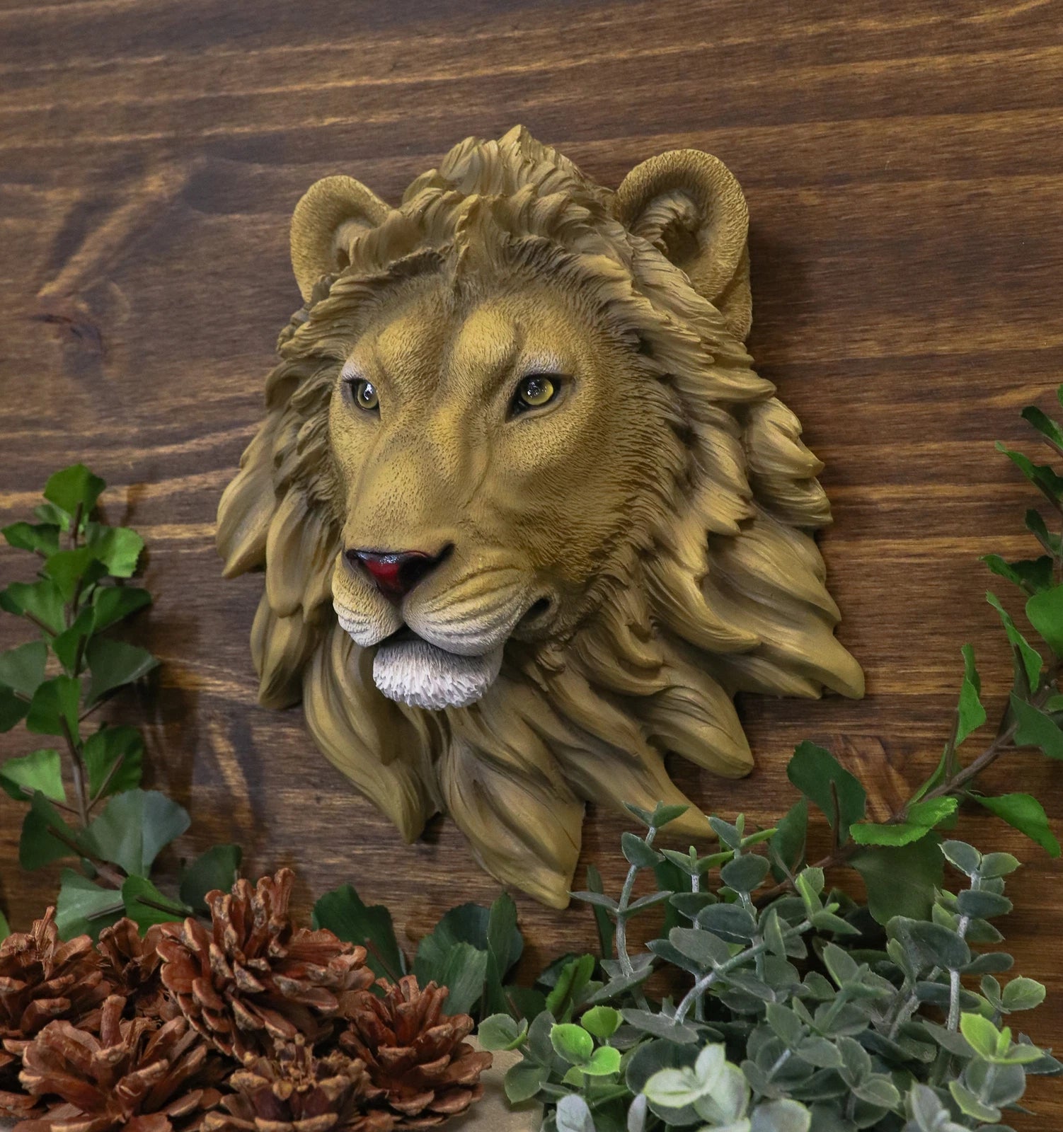 Safari King Of The Jungle Lion Head Wall Plaque 9.25"Tall Taxidermy-5