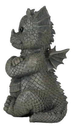 Whimsical Angry Faced Sulky Mad Garden Dragon Folding His Arms Decor Figurine-7