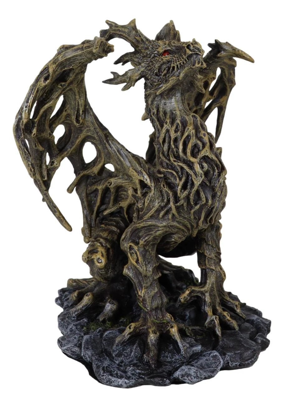 Forest Tree Ent Greenman Dendritic Dragon with Red Blood Moon Eyes Figurine-7