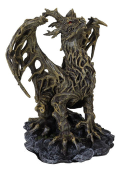 Forest Tree Ent Greenman Dendritic Dragon with Red Blood Moon Eyes Figurine-7