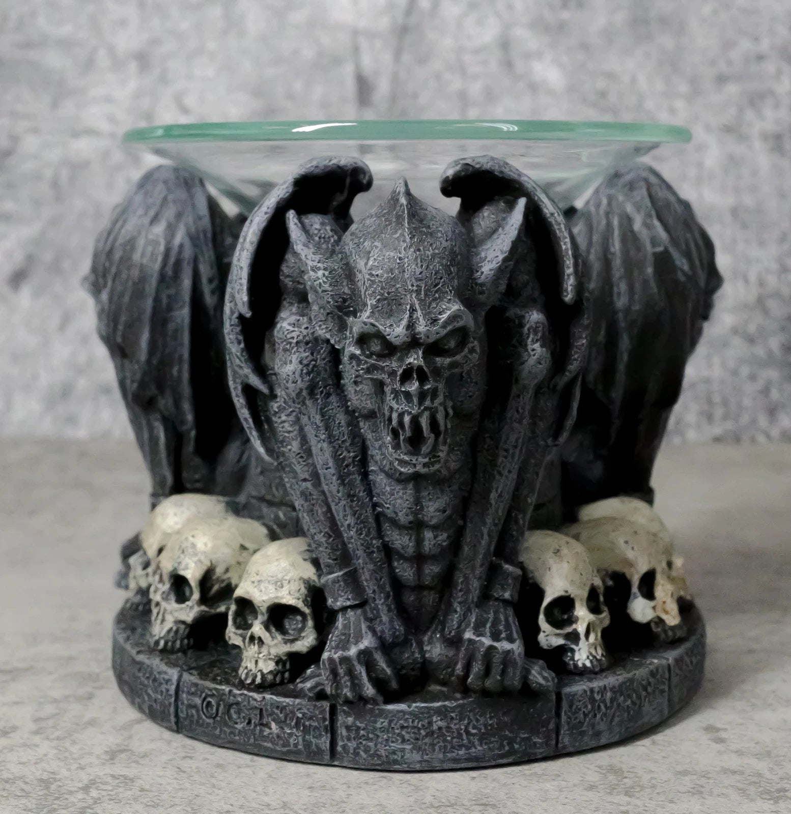 Nosferatu Gothic Vampire Gargoyles With Skulls Votive Candle Heat Oil Warmer-7