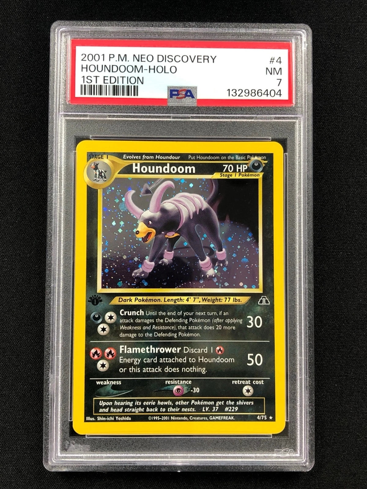 Pokemon 2001 Houndoom Holo 1st 4/75 Neo PSA 7