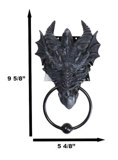 Ancient Medieval Fantasy Horned Dragon Head Door Knocker Resin Dragon Home Decor-5