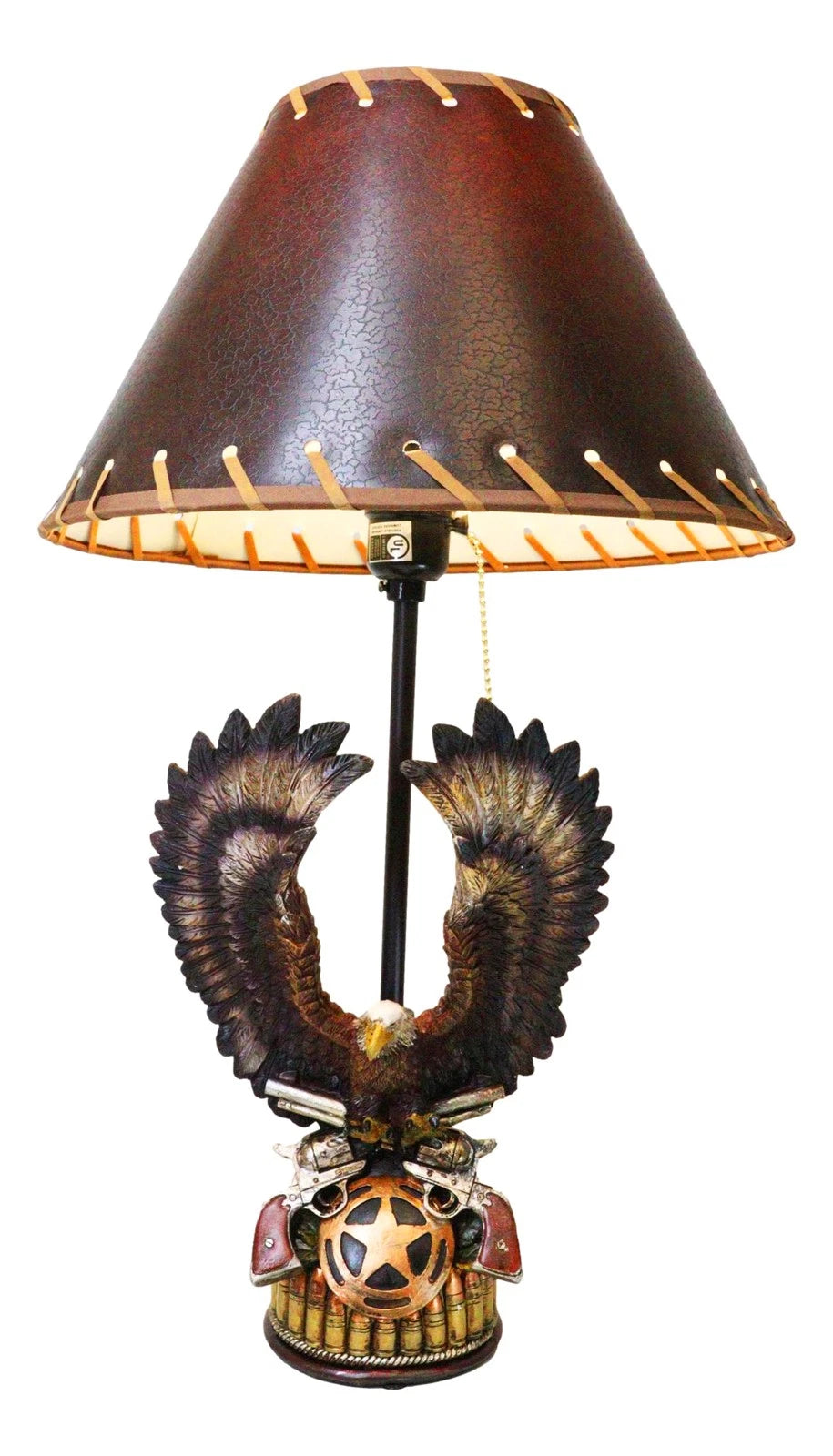 Western Bald Eagle Perching On Crossed Pistols Lone Star Bullets Table Lamp-5