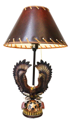 Western Bald Eagle Perching On Crossed Pistols Lone Star Bullets Table Lamp-5