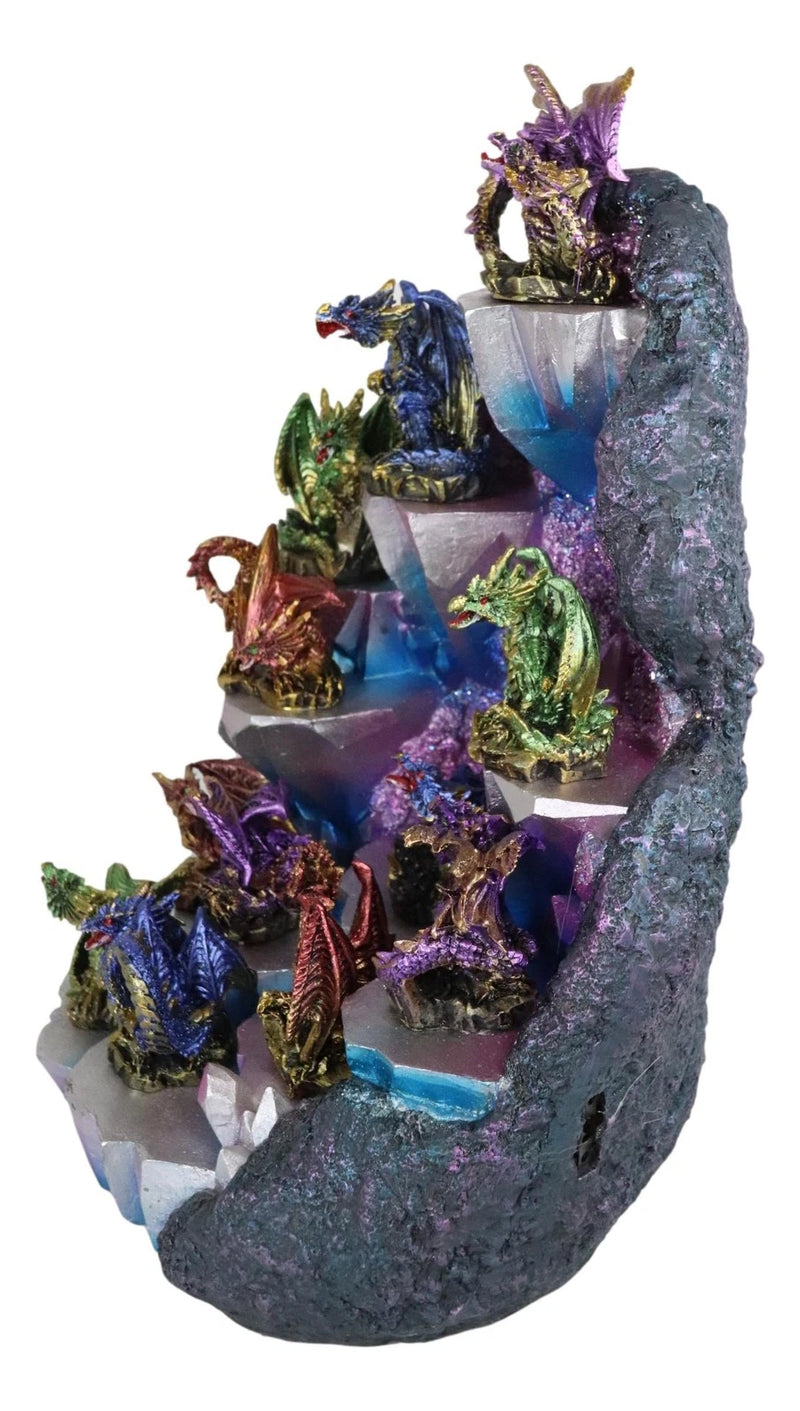 Fantasy 12 Mini Dragons With LED Lighted Glacier Mountain Display Set-2
