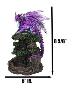 Metallic Purple Dragon On Greenman Tree Canopy Backflow Incense Cone Burner-4