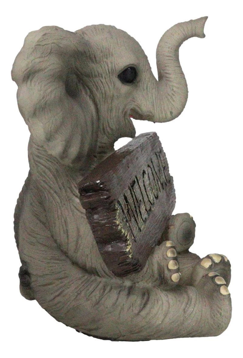 Figura de cría de elefante con la trompa hacia arriba, bienvenida a la vida silvestre de la selva, safari de sabana-4