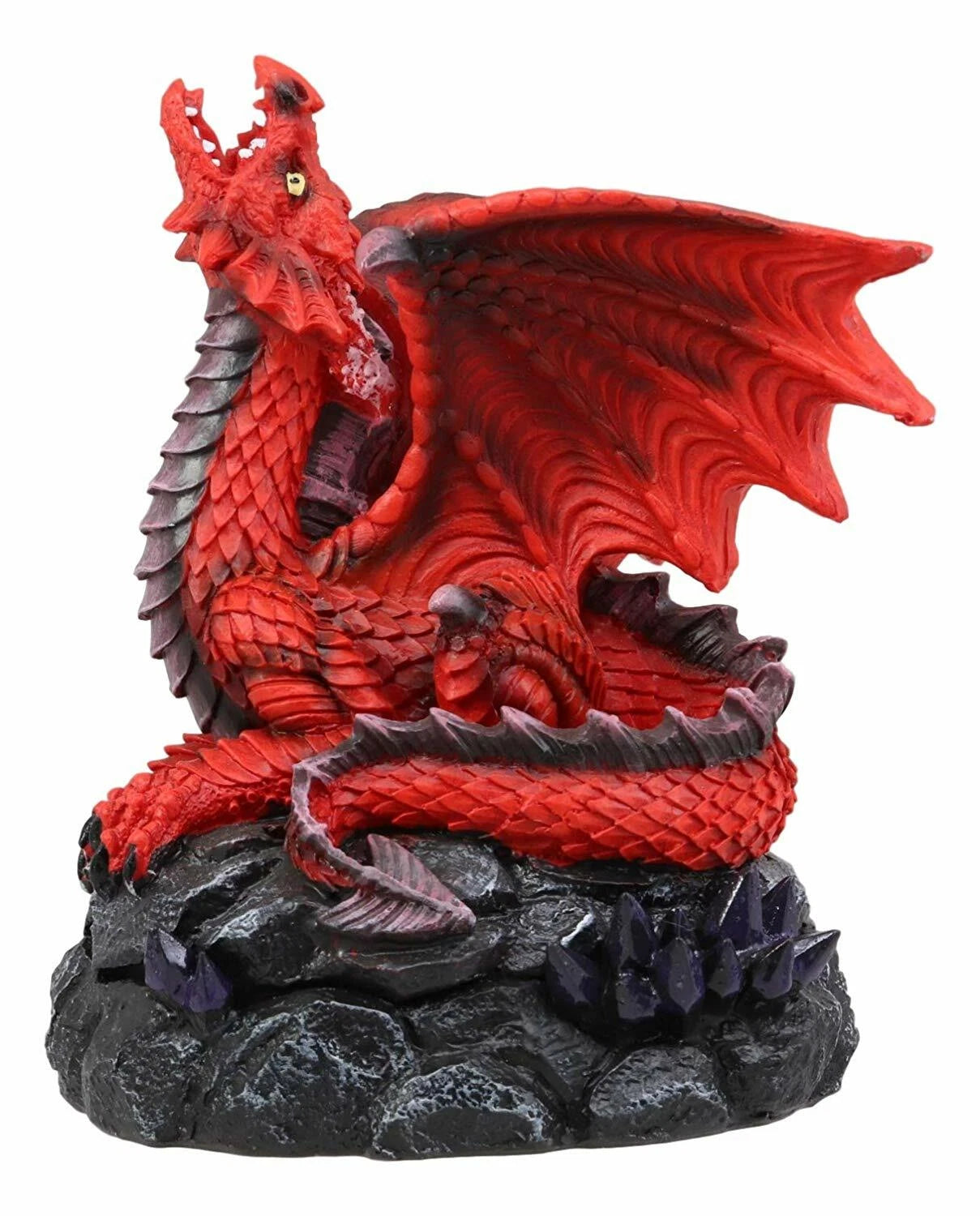 Smoke Fire Breathing Red Dragon Backflow Incense Cone Burner Statue Decor-5