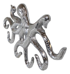 18"L Nickel Plated Aluminum Nautical Marine Sea Octopus Wall Decorative Plaque-5