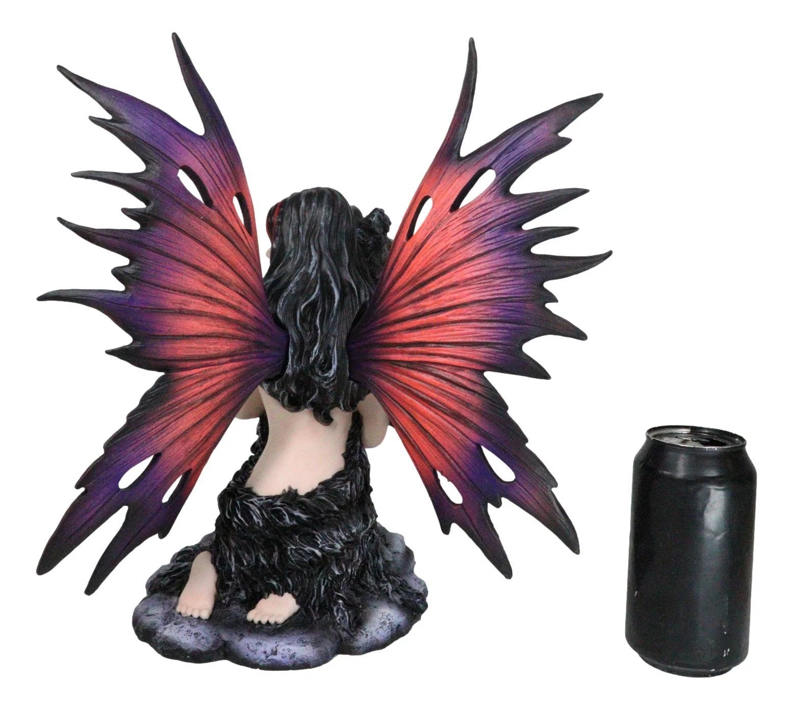 Large Gothic Fairy Goddess Artemis Holding Black Wolf Home Decor Figurine 13"H-8