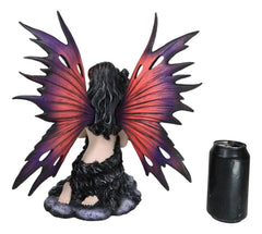 Large Gothic Fairy Goddess Artemis Holding Black Wolf Home Decor Figurine 13"H-8