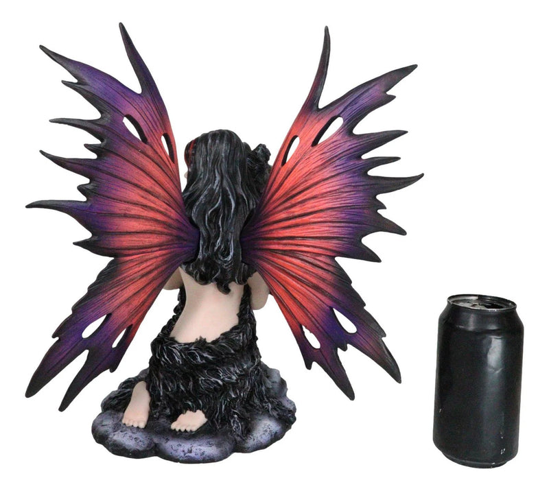 Large Gothic Fairy Goddess Artemis Holding Black Wolf Home Decor Figurine 13"H-8