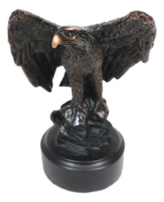 Surveyor Bald Eagle With Open Wings On Rock Electroplated Resin Statue-2
