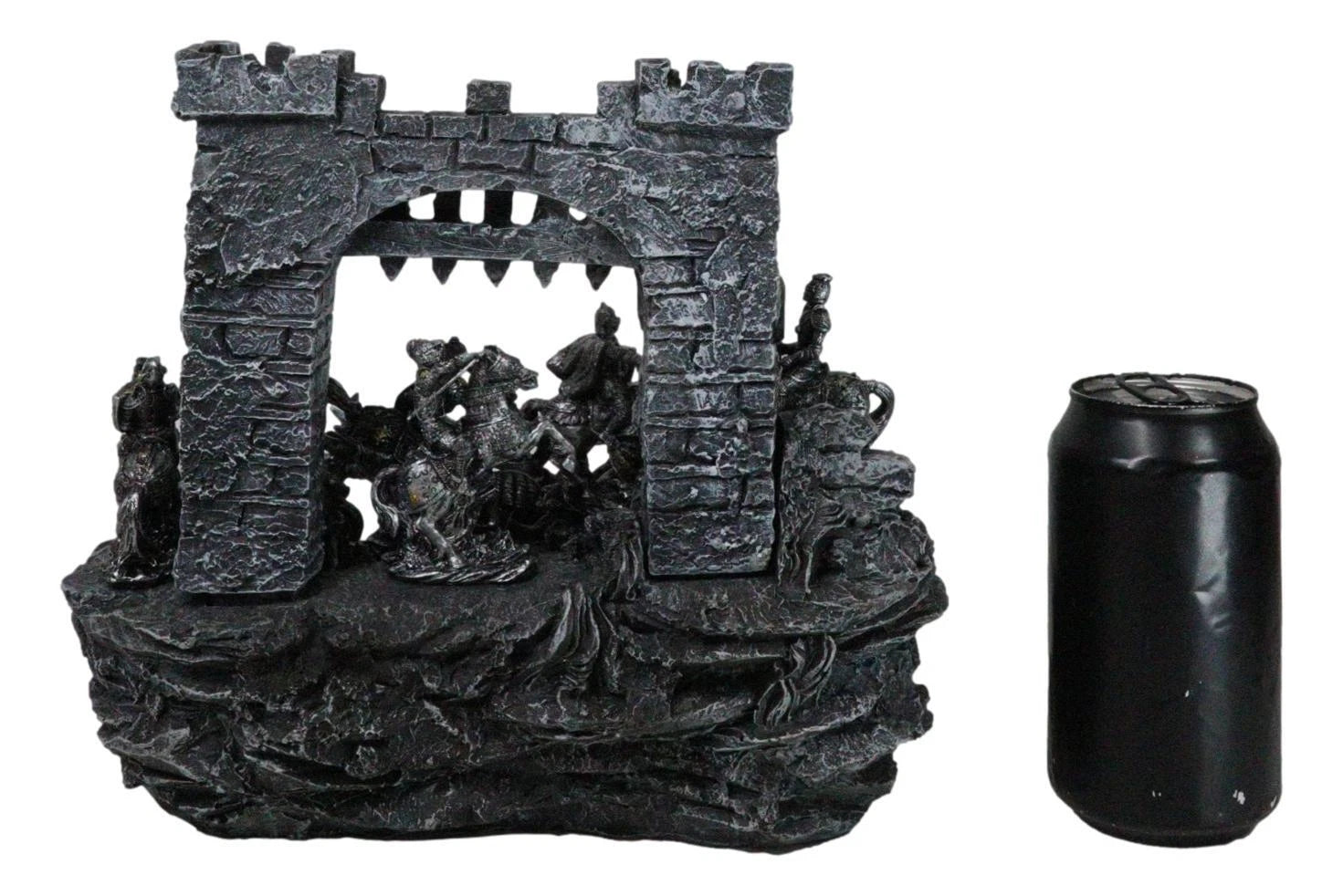 Set of 12 Mini Armored Knights On Horses And Medieval Castle Drawbridge Display-2
