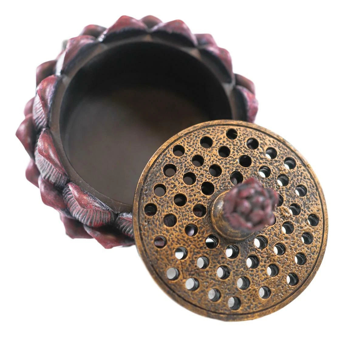 Meditation Of Buddha Lotus Flower Multiple Incense Stick Holder Figurine-4