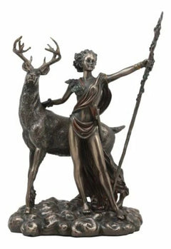 Greek Roman Goddess Of The Hunt Moon And Nature Diana With Stag Statue Artemis-3