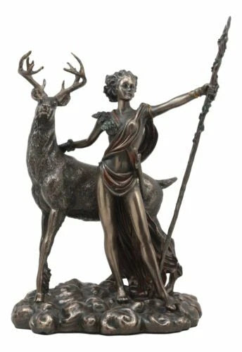 Greek Roman Goddess Of The Hunt Moon And Nature Diana With Stag Statue Artemis-3