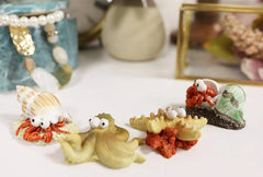 Starfish Octopus and Hermit Crabs Small Miniature Figurines Set of 4-1