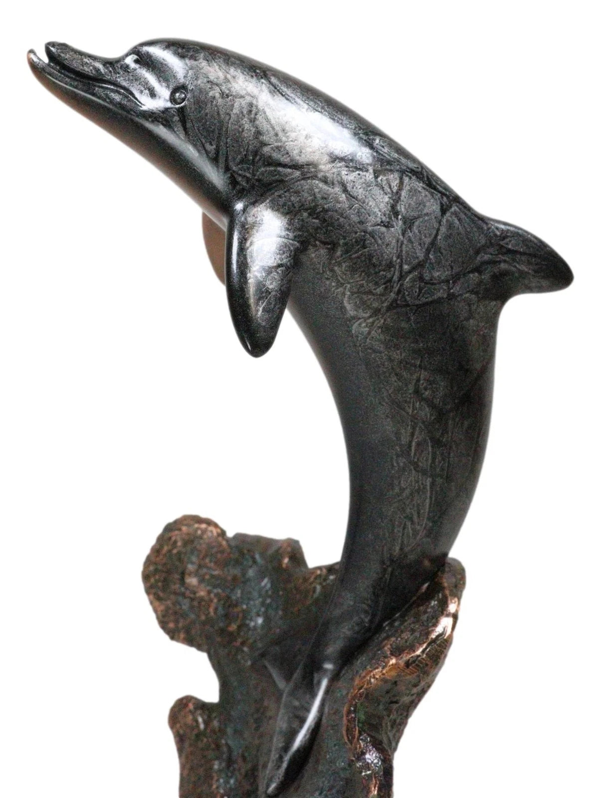 Marine Sea Dolphin Jumping Out Of Water Bronze Electroplated Resin Figurine-4