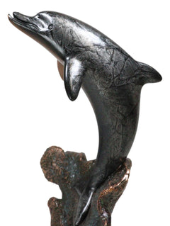 Marine Sea Dolphin Jumping Out Of Water Bronze Electroplated Resin Figurine-4