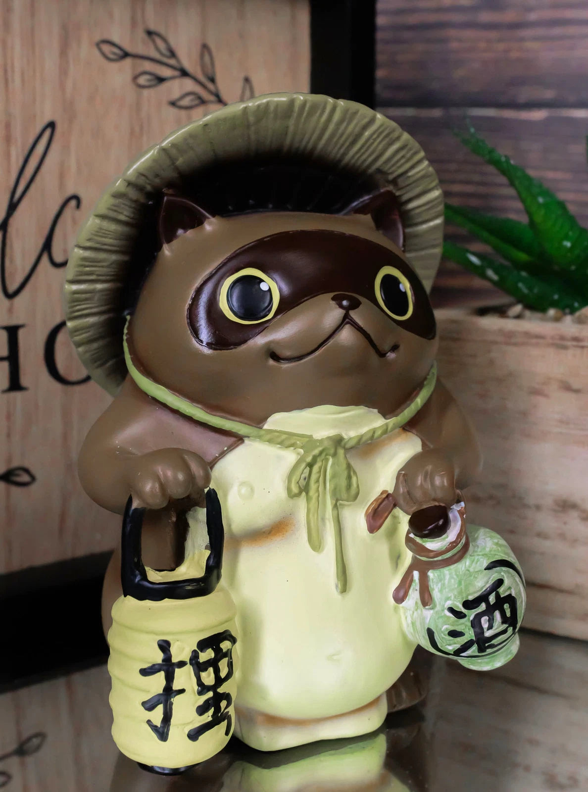 Auspicious Japanese Tanuki Raccoon Dog With Lantern And Sake Figurine Danuki-2