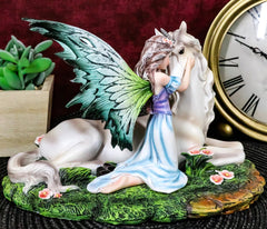 Beautiful Fae Goddess Fairy Princess With Rare Unicorn Friend Statue Magic Decor-2