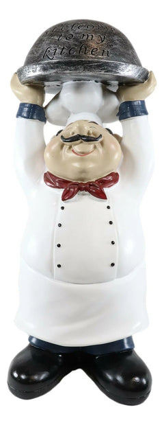 Figura de bienvenida de Master Bistro Chef con bandeja de cúpula derretida, 35,5 cm de alto-3
