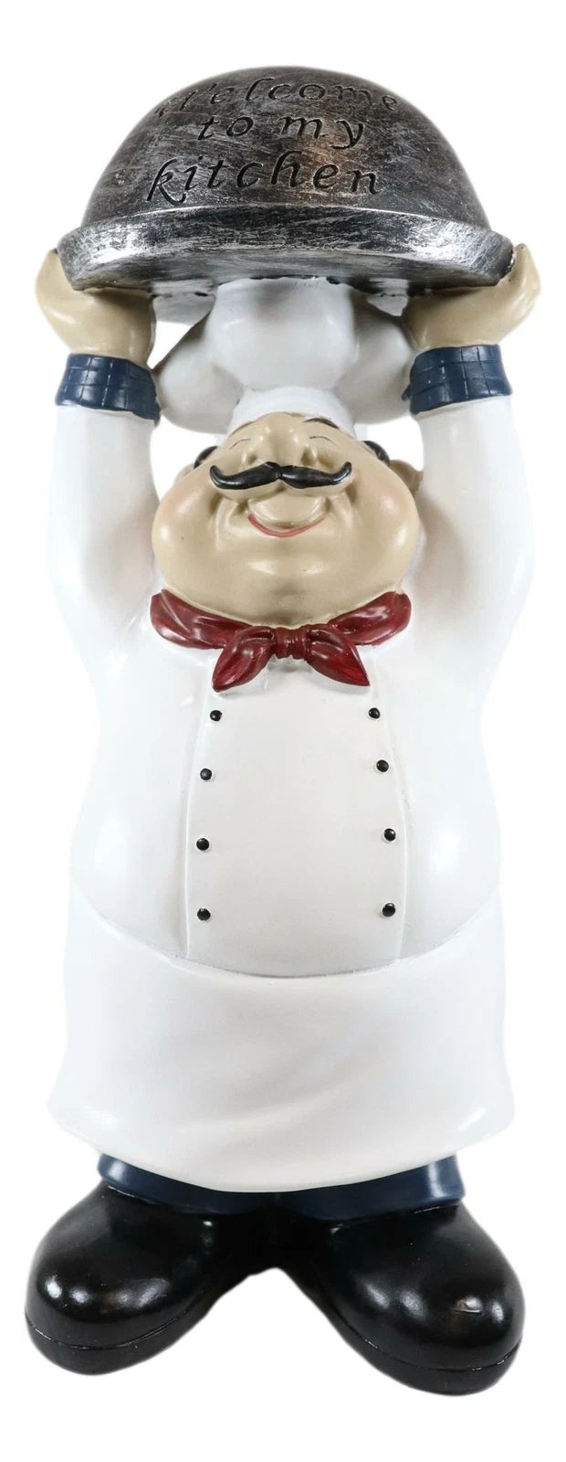 Figura de bienvenida de Master Bistro Chef con bandeja de cúpula derretida, 35,5 cm de alto-3
