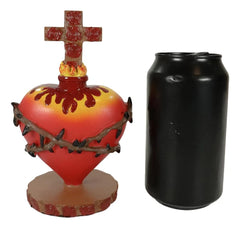 DOD Sacred Heart Of Jesus W/ Crown Of Thorns Roses & Cross Statue-4