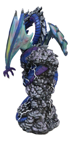 Ryvthys Air Elemental Blue Wind Rainbow Winged Dragon On Lightning Clouds Statue-3