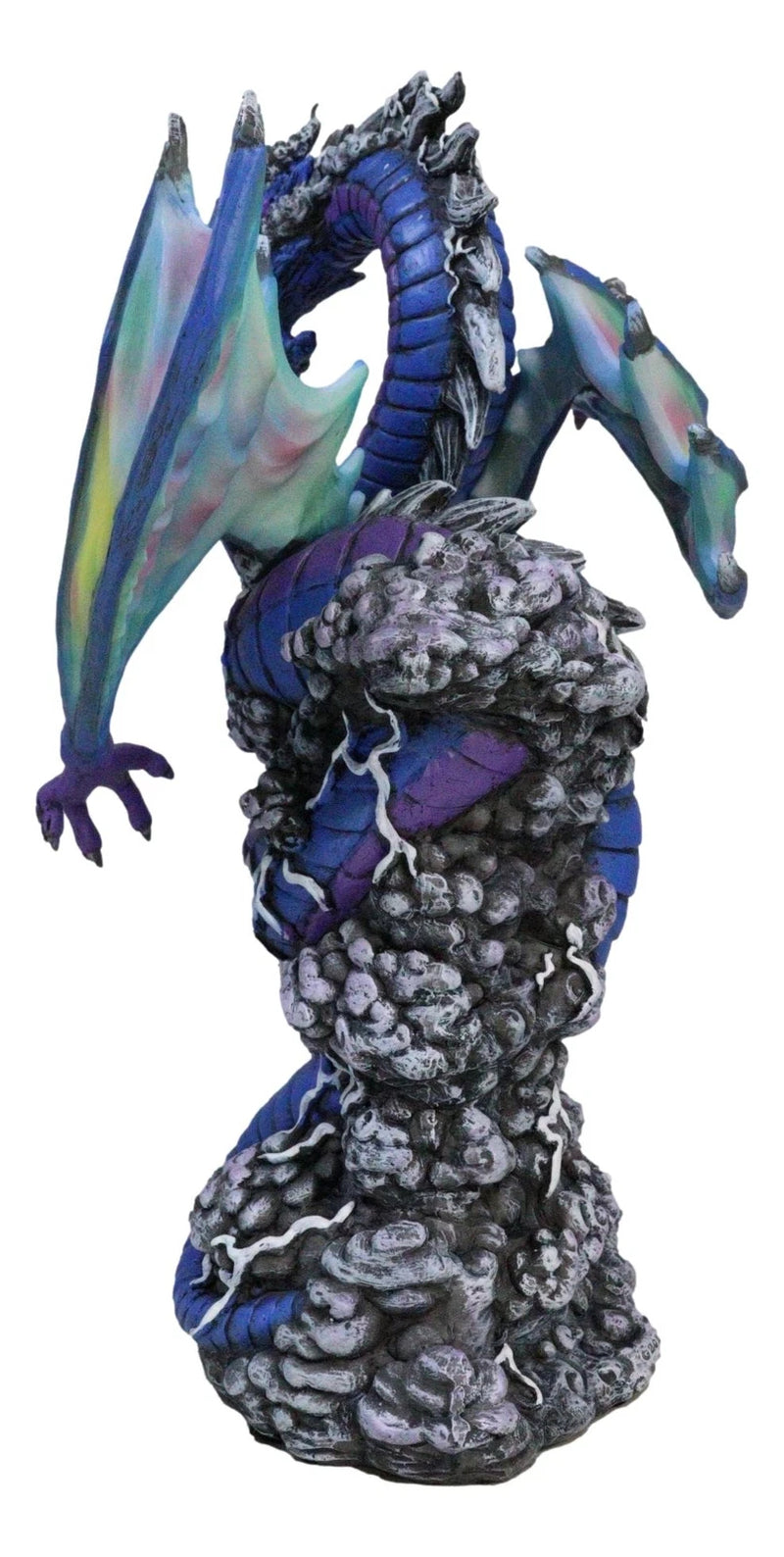 Ryvthys Air Elemental Blue Wind Rainbow Winged Dragon On Lightning Clouds Statue-3