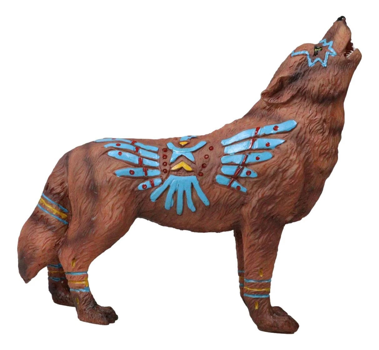 Figura de espíritu tótem tribal nativo de Eagle Vision, lobo aullador, colección de 6,25" de largo