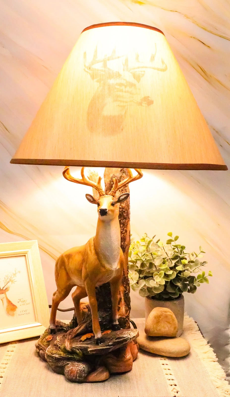 12 Point Whitetail Deer Buck Desktop Table Lamp With Shade Wild Life