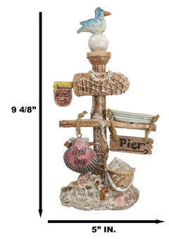 Beach Coastal Pelican Bird On Getty Post Seashells Boat Nautical Sign Figurine-5