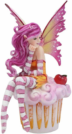 Colorful Amy Brown Pink Cherry Cupcake Fairy Statue Sweet Tooth Collection-3