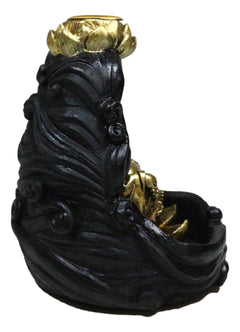Golden Laughing Buddha Hotei On Black Cloud Lotus Backflow Incense Cone Burner-4