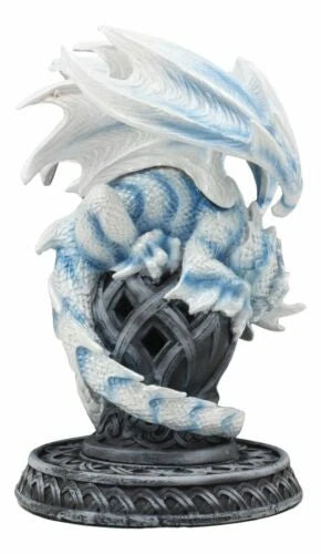 Celtic Tomb Guardian White Icycle Dragon Backflow Cone Incense Holder-4