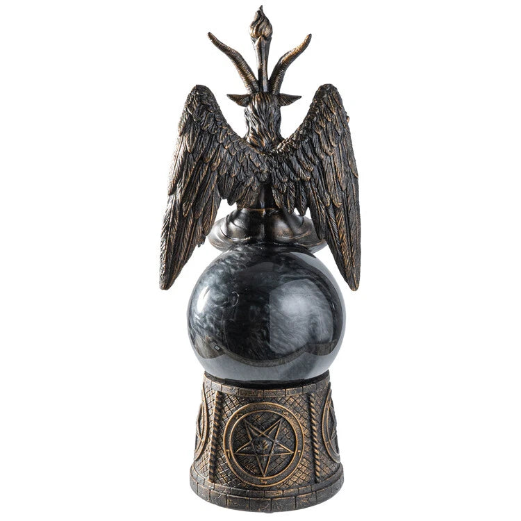 Pentagram Sigil Sabbatic Goat Baphomet Skull Black Sandstorm Gazing Ball-3