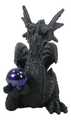 Longwei Dragon Holding Blue Orb Incense Burner Sculpture Figurine in Faux Stone-3