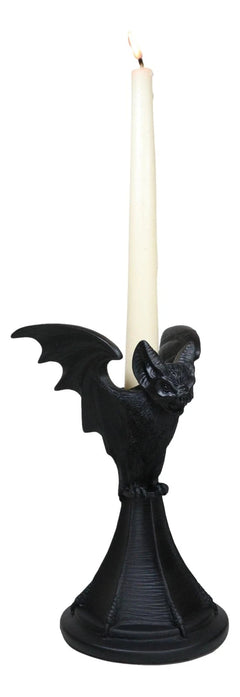 Wicca Gothic Black Gargoyle Vampire Bat Vespertilio Candlestick Holder Figurine-3
