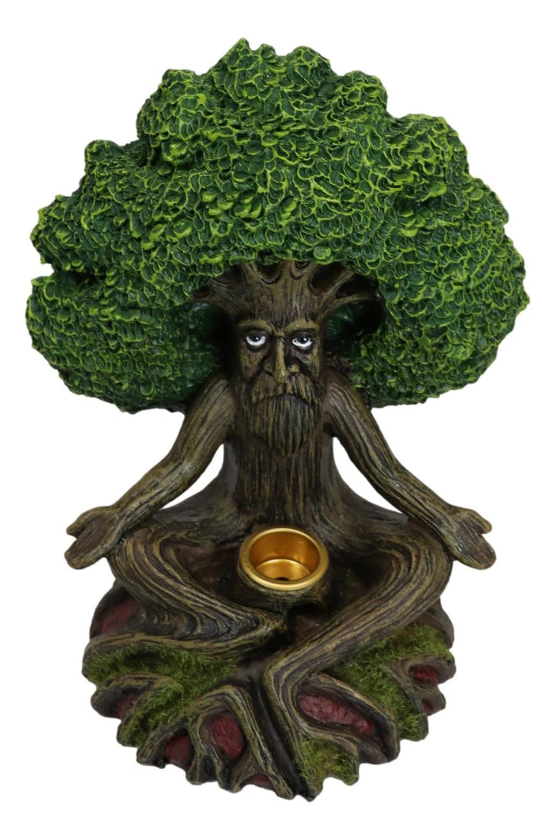 Forest Greenman Tree Man Ent Meditating Backflow Incense Cone Burner Figurine-4