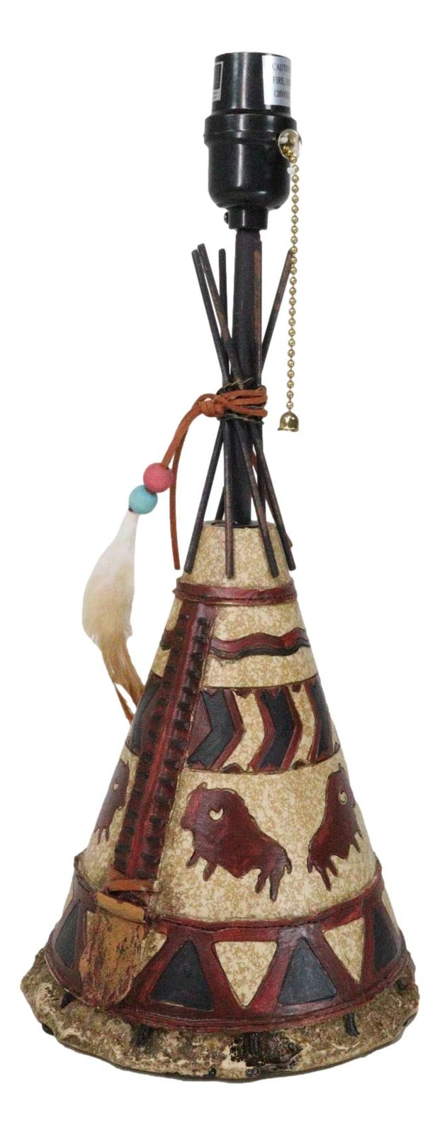 Southwestern Indian Bisons Buffalo Teepee Hut Dreamcatcher Feathers Table Lamp-5